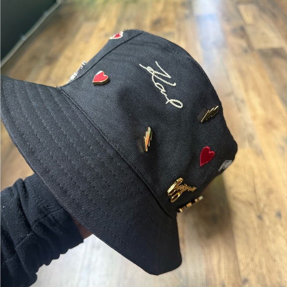 Karl Lagerfeld Black Hat with Red and Gold Accents - Picture 3 of 7